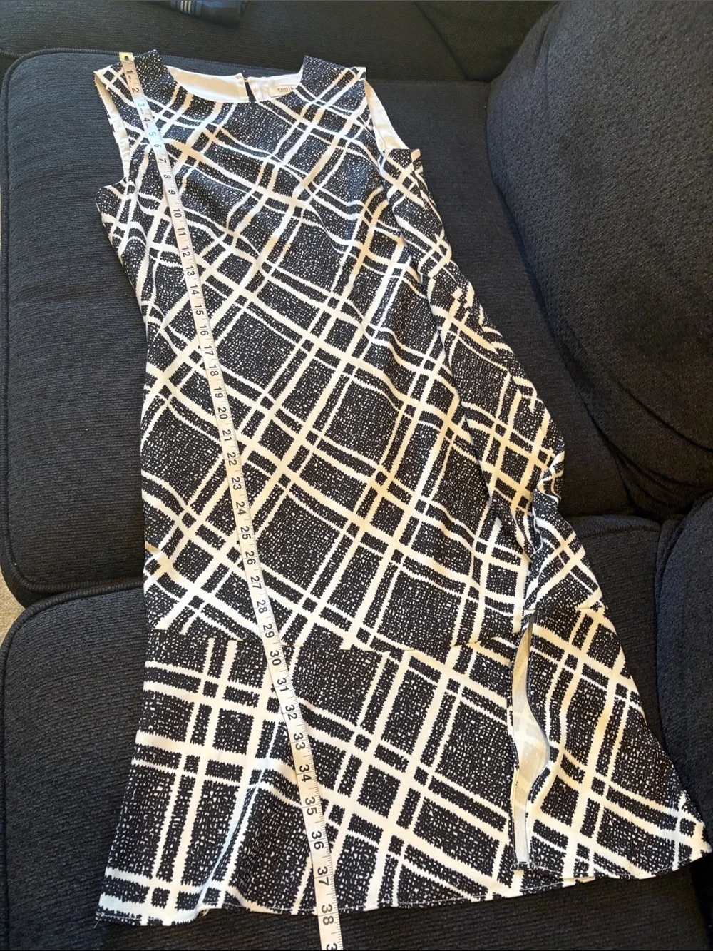 White House Black Market Black and White Plaid Midi Skirt-Size 8